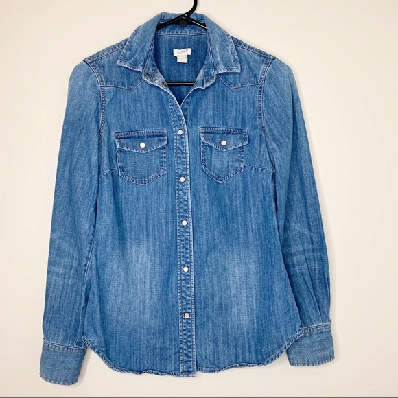 J. Crew Button Up Denim Shirt Size XXS - Picture 2 of 12